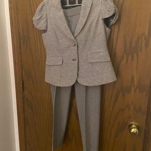 Suit. Mixed brands. Tweed like…Brown and white intertwined fabric. Size 14.